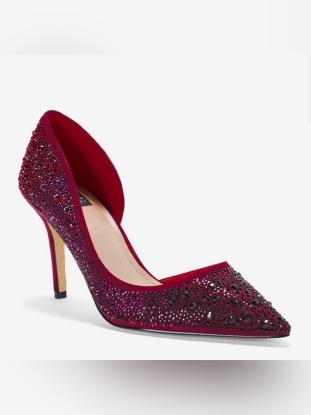 WHBM Ella Grenadine D’Orsay Rhinestone Heels 7.5